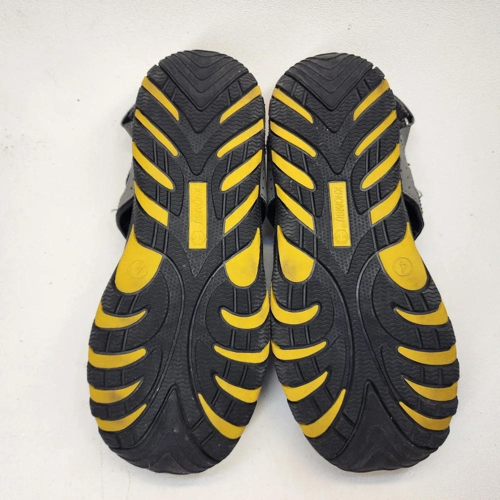 Khombu Kids Size 4 Sandals, Water, Beach, Hiking Yellow Gray Black